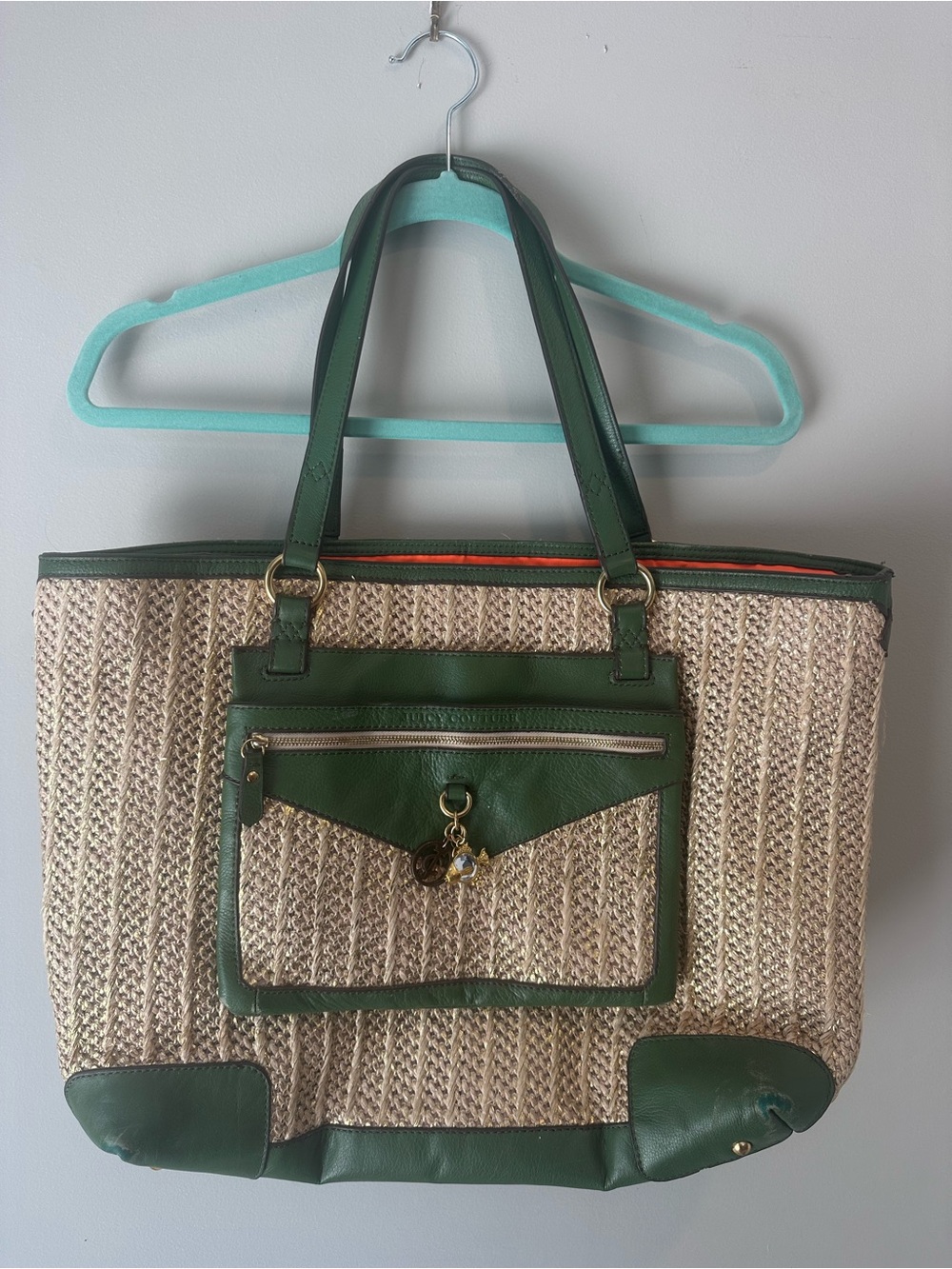 Juicy Couture Green Trim Woven Tote